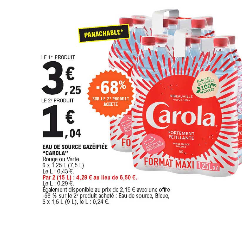 Eau De Source Gazéifiée "carola" -68% Sur Le 2e Produit Acheté