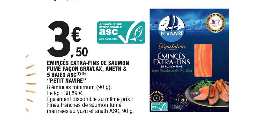 emincés extra-fins de saumon fumé façon gravlax aneth & 5 baies asc petit navire