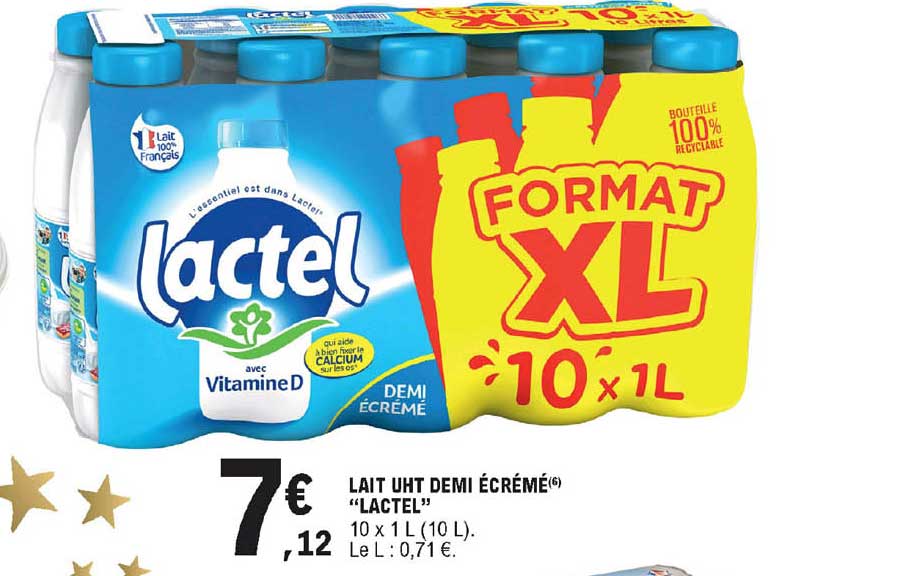 Lait Uhd Demi écrémé "lactel"