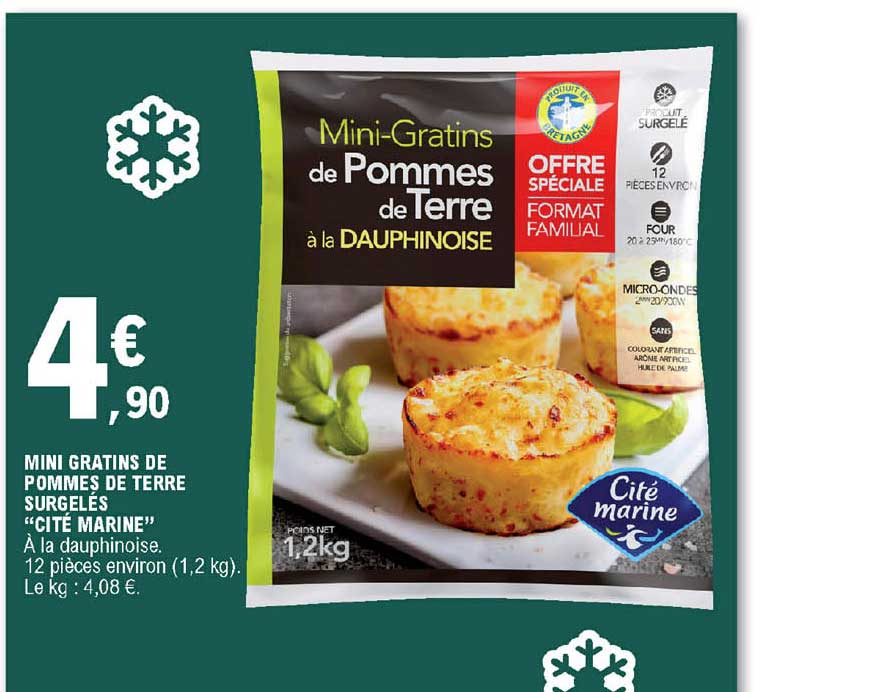 mini gratins de pommes de terre surgelés cité marine