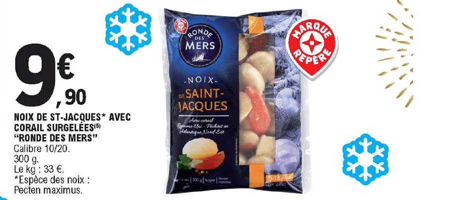 noix de st-jacques avec corail surgelées ronde des mers