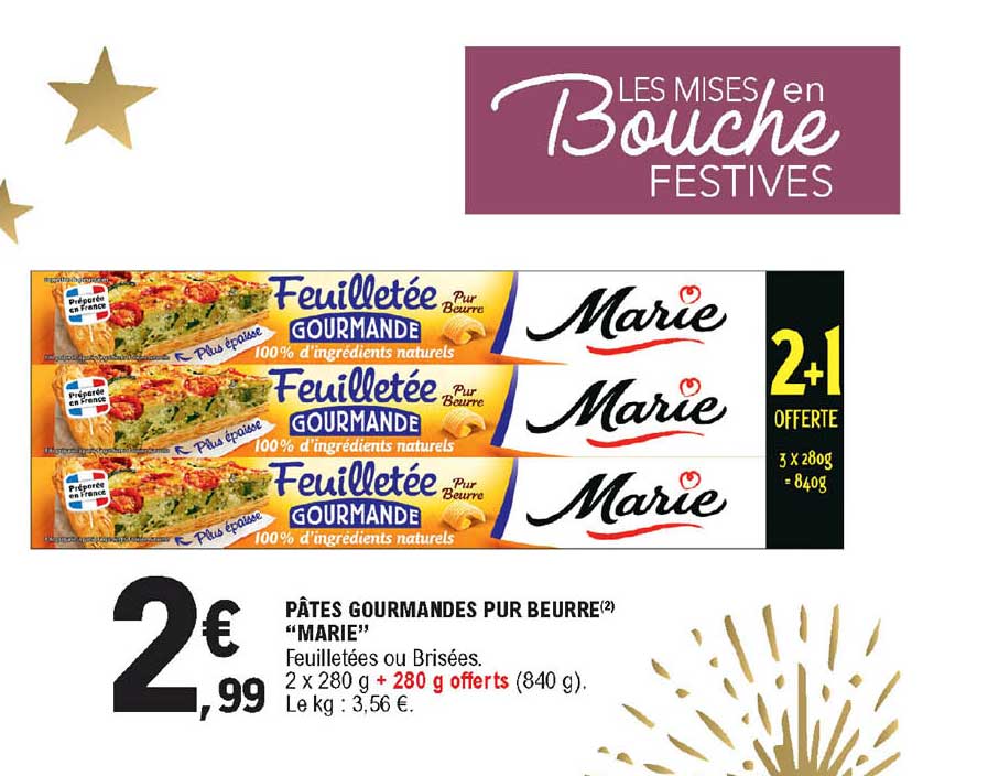 pâtes gourmandes pur beurre marie feuilletées ou brisées