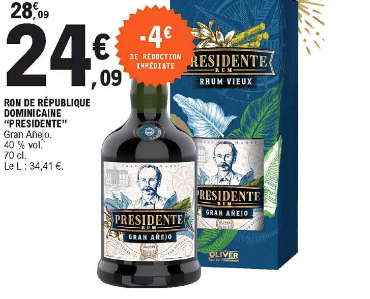 ron de république dominicaine "president" gran añejo
