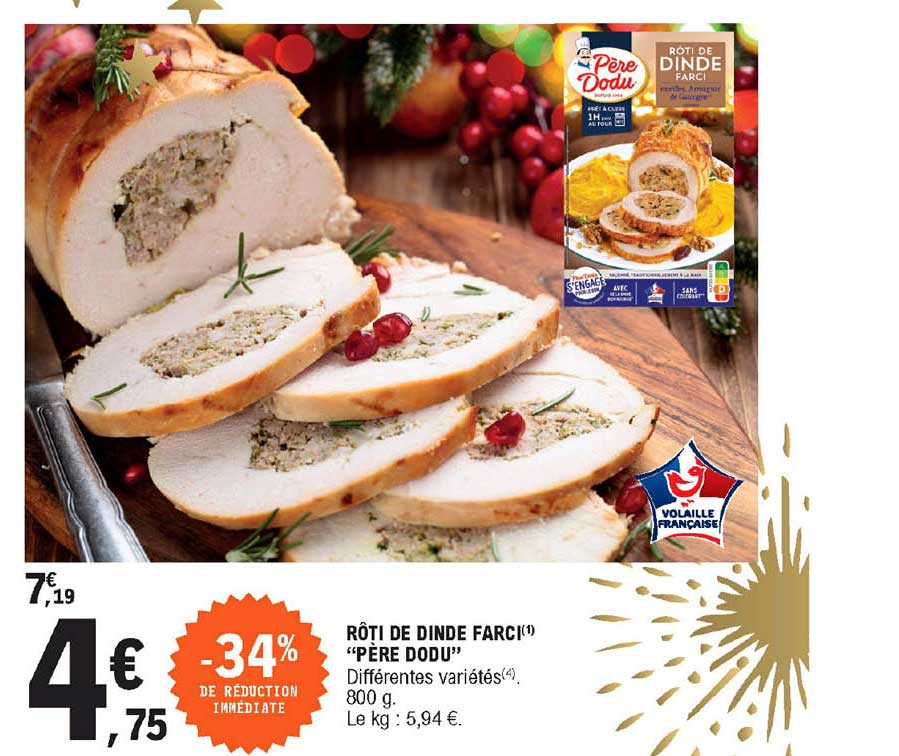 rôti de dinde farci père dodu -34% de réduction immédiate