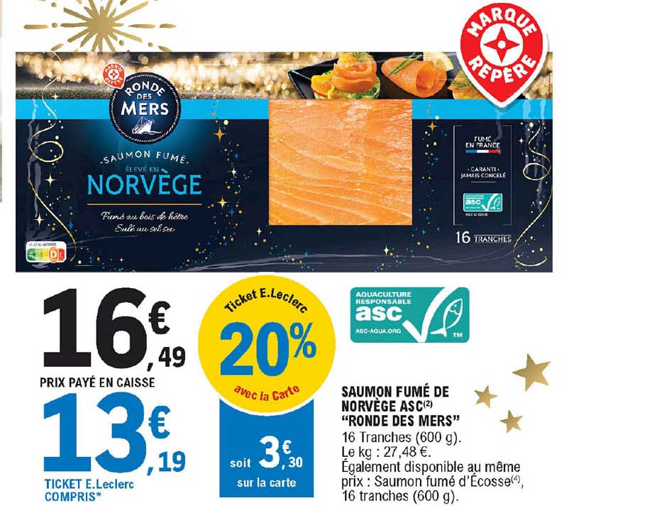 saumon fumé de norvège asc ronde des mers
