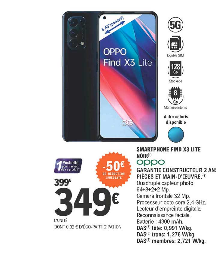 smartphone find x3 lite noir oppo