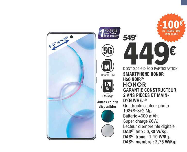 Smartphone Honor H50 Noir