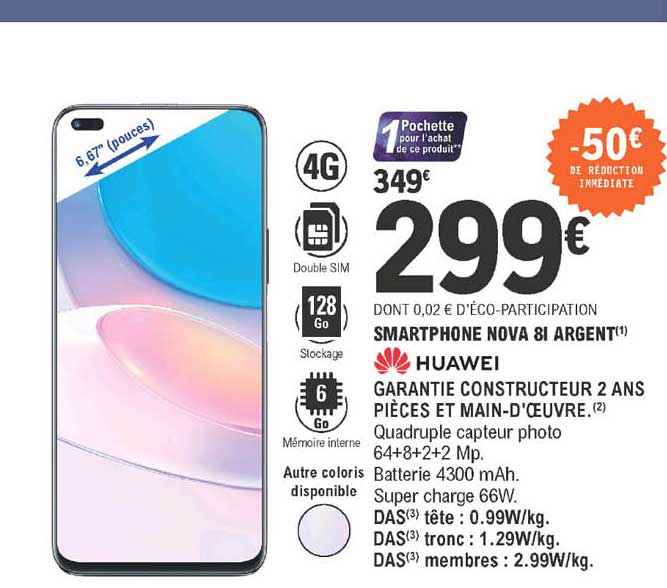 smartphone nova 8i argent huawei