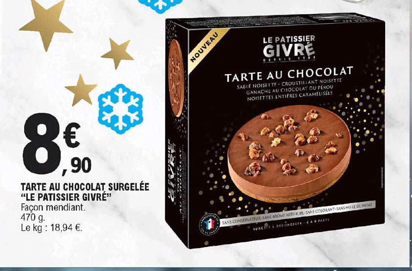 tarte au chocolat surgelée "le patissier givré"