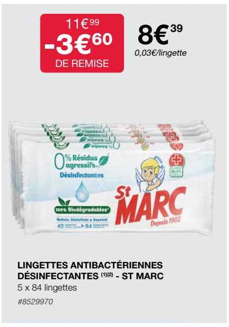 lingettes antibactériennes désinfectantes - st marc