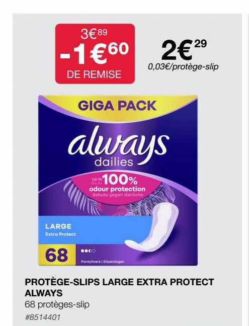 protège-slips large extra protect always
