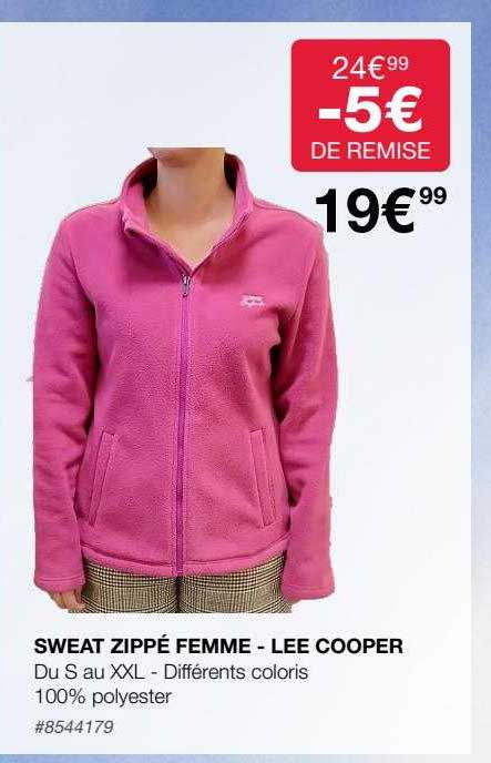 sweat zippé femme - lee cooper
