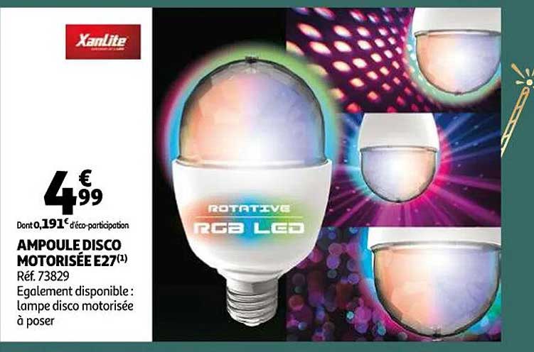 ampoule disco motorisée e27 xanlite