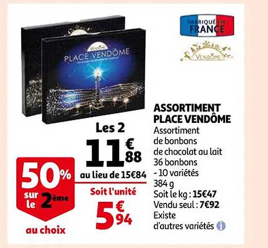 assortiment place vendôme 50% sur le 2ème