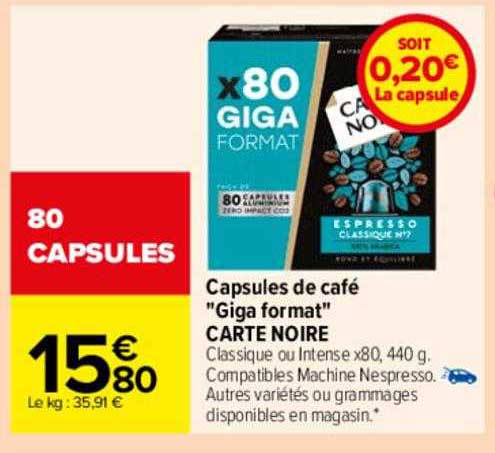 capsules de café "giga format" carte noire
