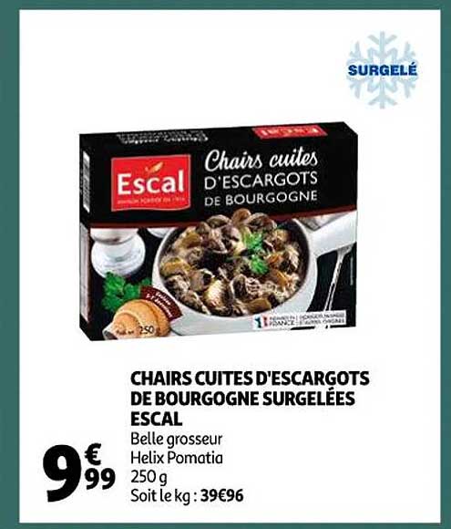 chairs cuites d'escargots de bourgogne surgelées escal