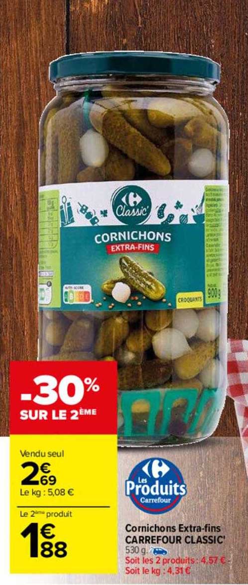 cornichons extra-fins carrefour classic