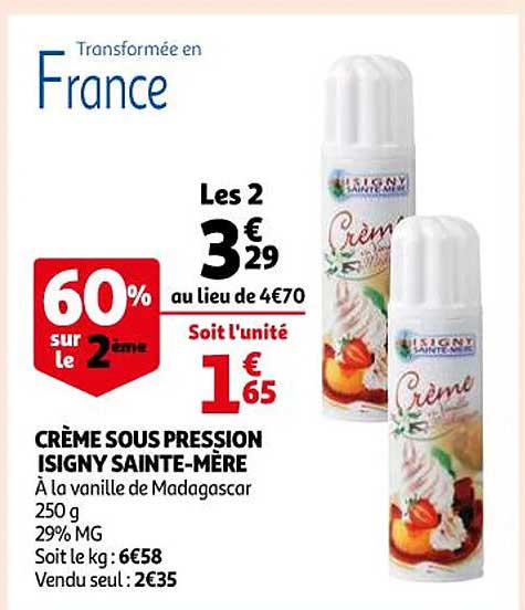 crème sous pression isigny sainte-mère 60% sur le 2ème