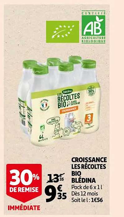 croissance les récoltes bio blédina 30% de remise immédiate