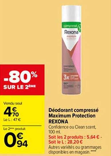 déodorant compressé maximum protection rexona