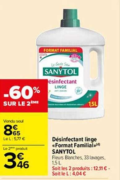 désinfectant linge "format familial" sanytol