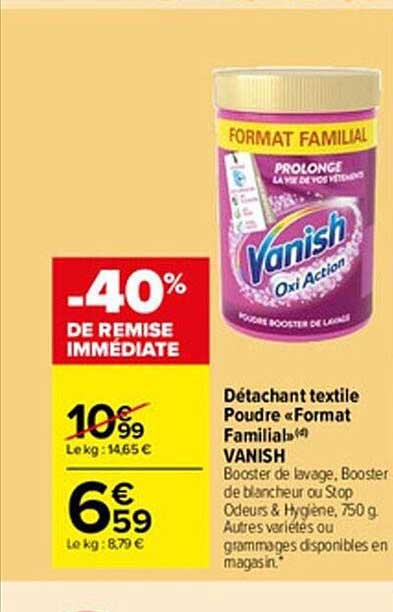 détachant textile poudre "format familial" vanish