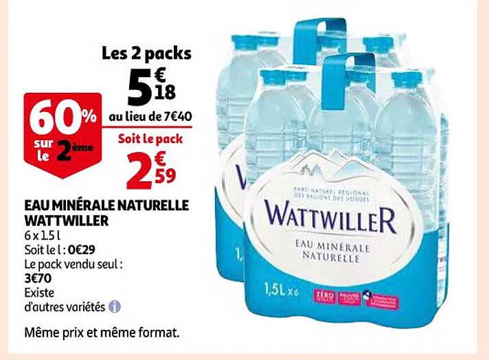 Eau Minérale Naturelle Wattwiller 60% Sur Le 2ème