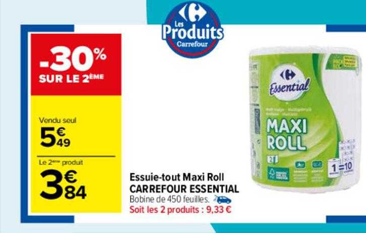 essuie-tout maxi roll carrefour essential