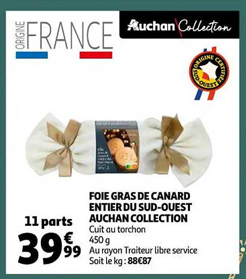 foie gras de canard entier du sud-ouest auchan collection