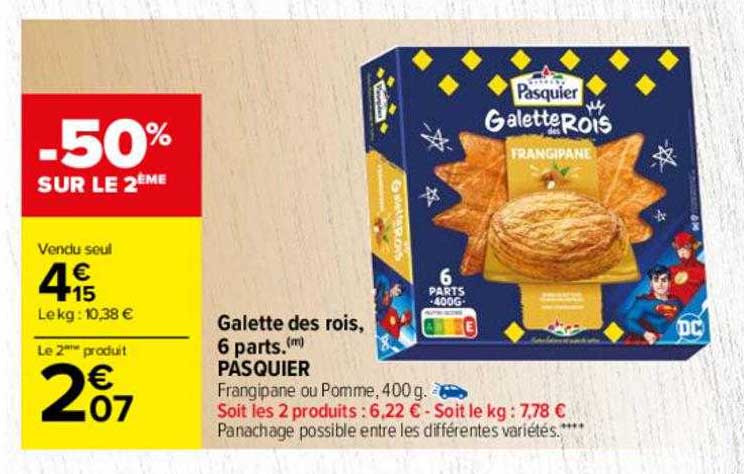 galette des rois, 6 parts pasquier