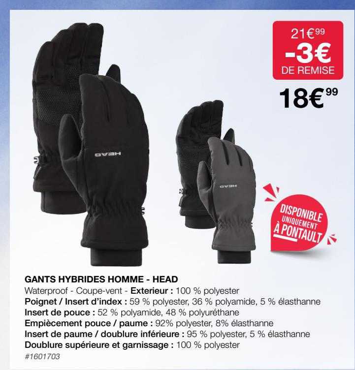 gants hybrides homme - head