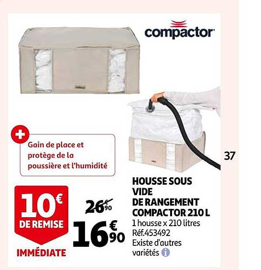 housse sous vide de rangement compactor 210l