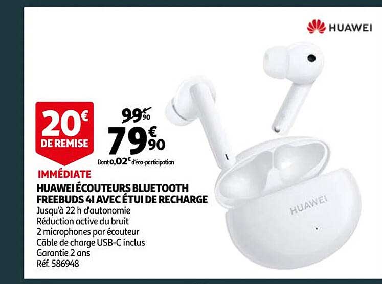 huawei écouteurs bluetooth freebuds 4i avec étui de recharge