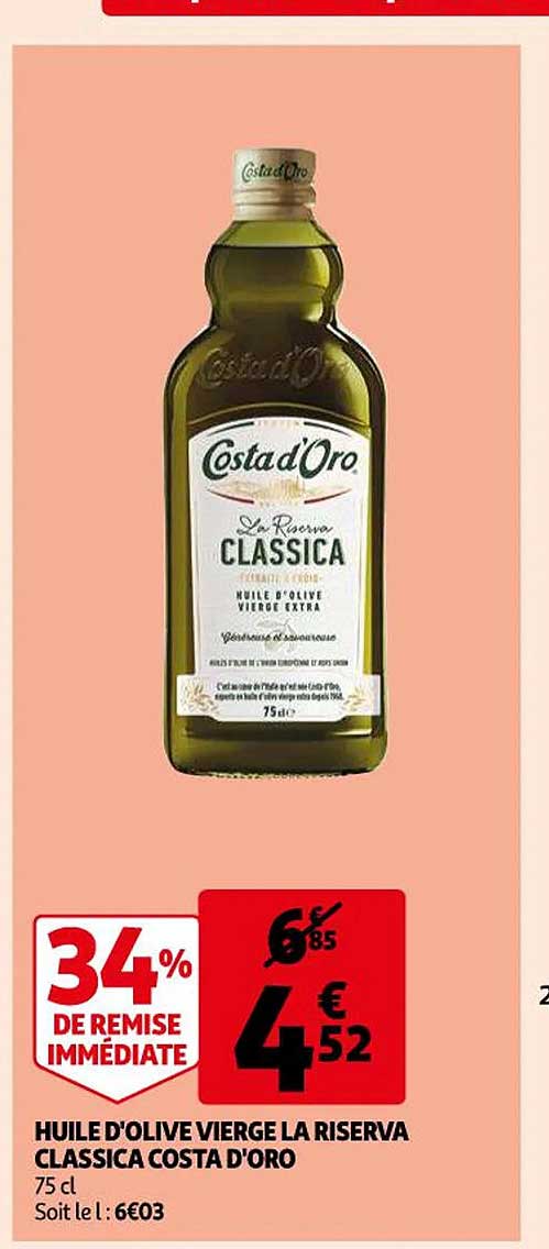 huile d'olive vierge la riserva classica costa d'oro 34% de remise immédiate