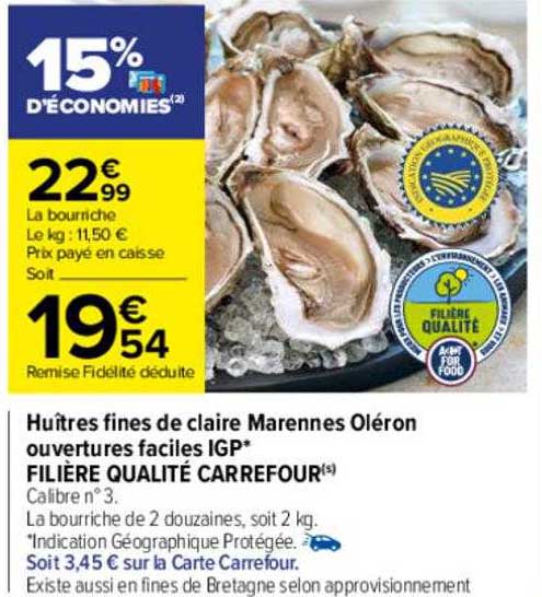 huîtres frines de claire marennes oléron ouvertures faciles igp filière qualité carrefour