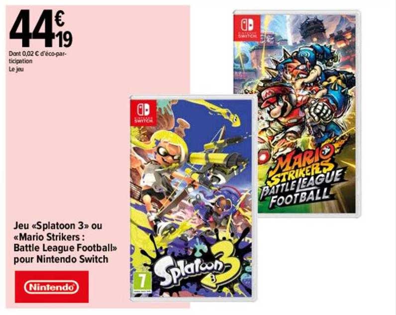 jeu «splatoon 3» ou «mario strikers : battle league football» pour nintendo switch