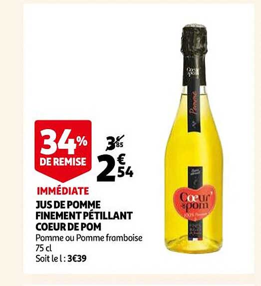 jus de pomme finement pétillant coeur de pom