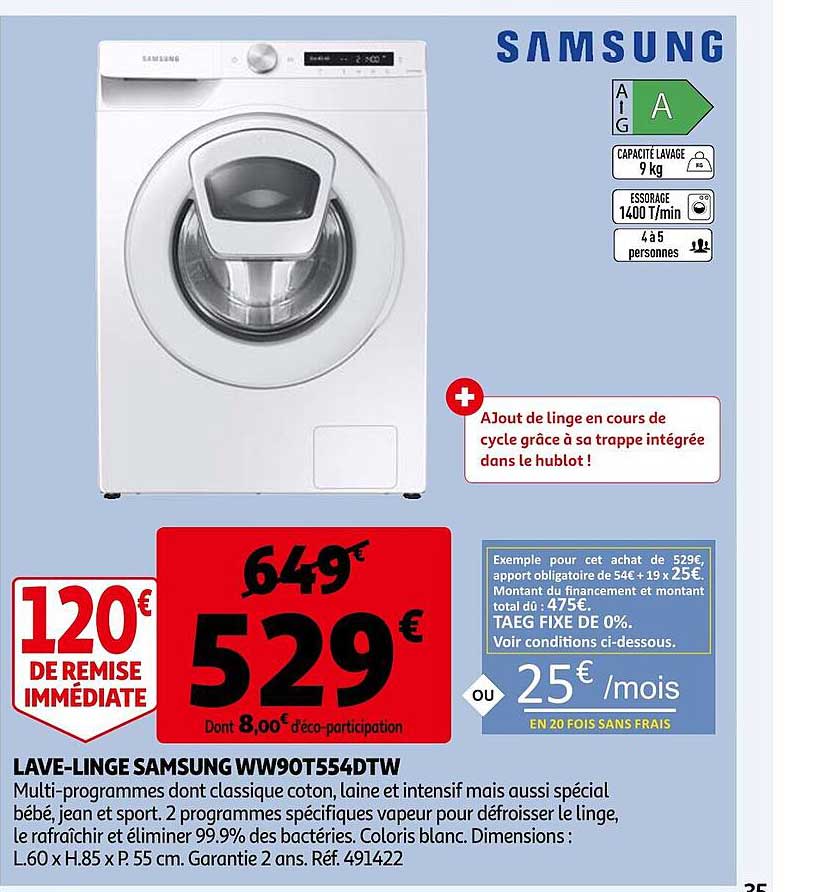 Lave-linge Samsung Ww90t554dtw