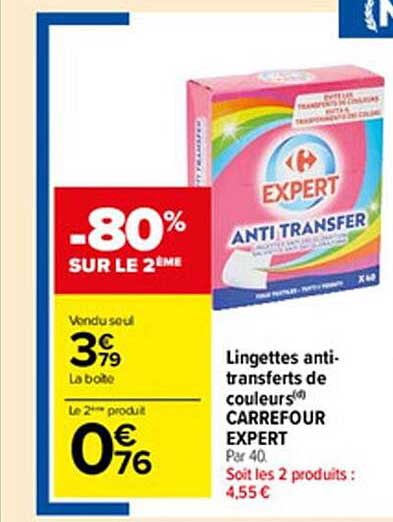 Lingettes Anti-transferts De Couleurs Carrefour Expert