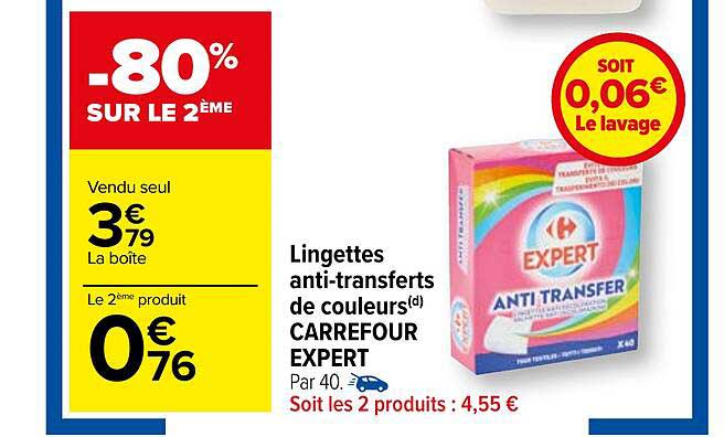 Lingettes Anti-transferts De Couleurs Carrefour Expert