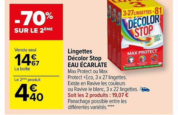lingettes décolor stop eau écarlate