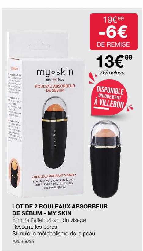 lot de 2 rouleaux absorbeur de sébum - my skin