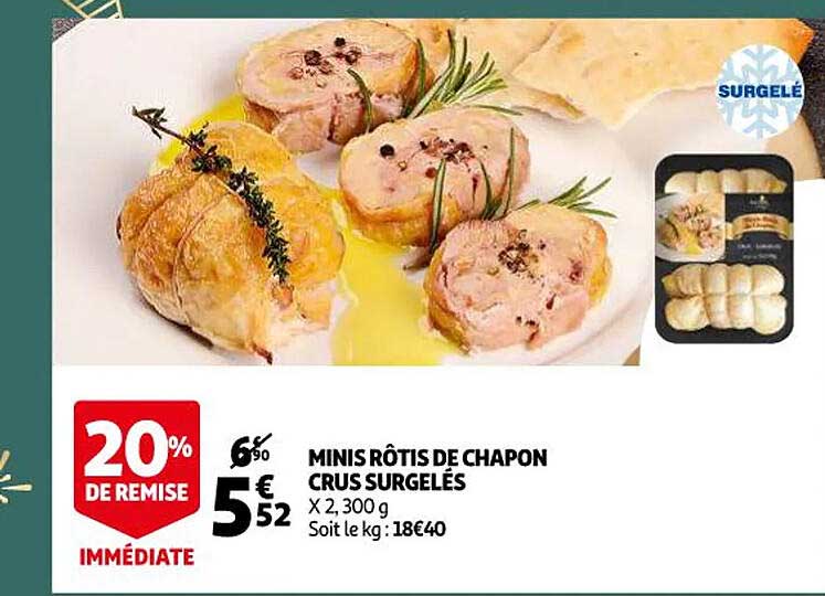 minis rôtis de chapon crus surgelés