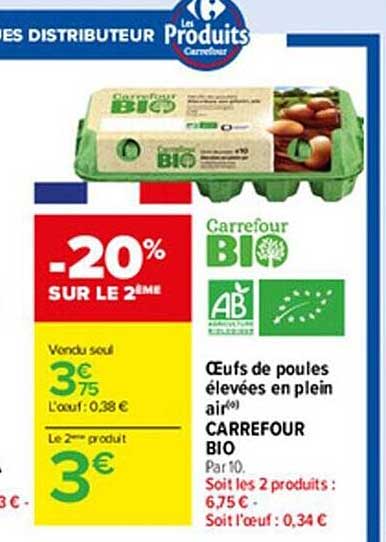 oeufs de poules élevées en plein air carrefour bio
