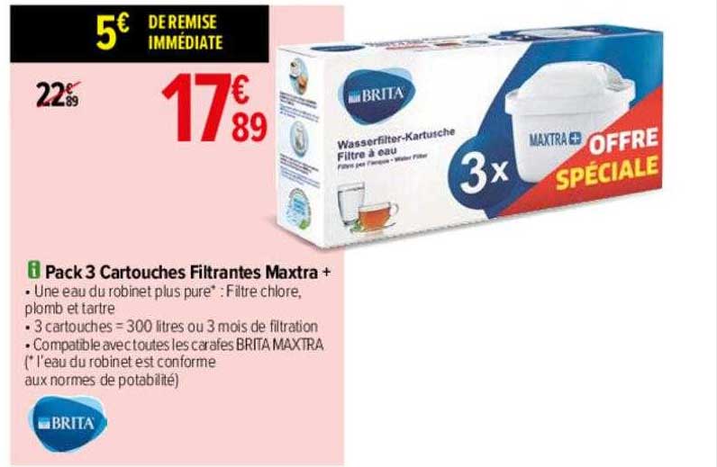 pack 3 cartouches filtrantes maxtra+ brita