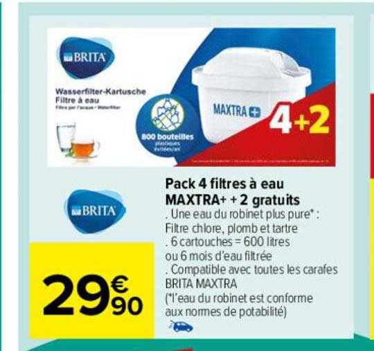 pack 4 filtres à eau maxtra+ +2 gratuits