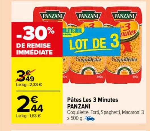 pâtes les 3 minutes panzani