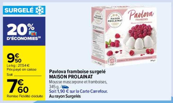 pavlova framboise surgelé maison prolainat