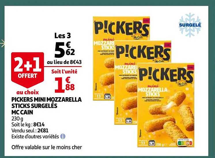 pickers mini mozzarella sticks surgelés mc cain
