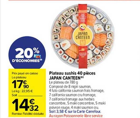 plateau sushis 40 pièces japan canteen